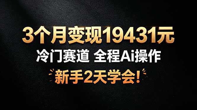 3个月变现19431元，冷门赛道 全程Ai操作，新手2天学会！-智点网