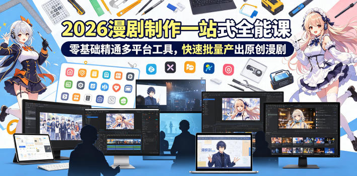 2026 AI漫剧制作一站式全能课，零基础精通多平台工具，快速批量产出原创漫剧-智点网