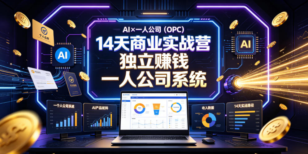 AI×一人公司(OPC)14天商业实战营，用AI帮你搭建一个属于你自己的、能独立賺钱的一人公司系统-智点网