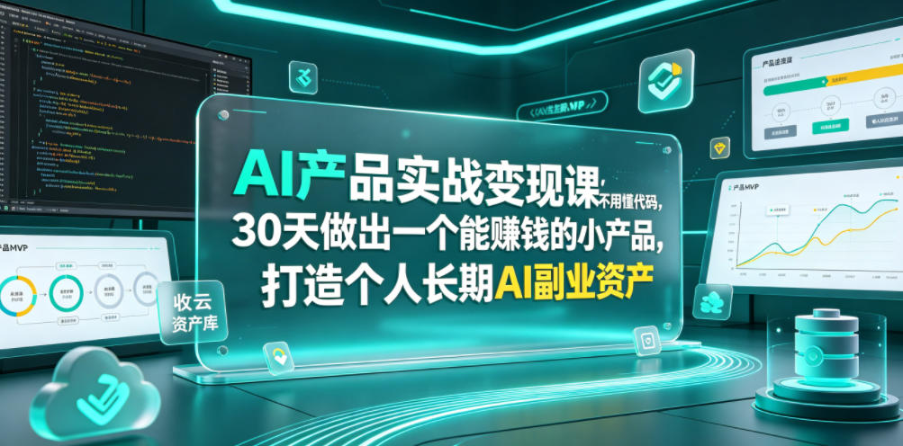 AI产品实战变现课，不用懂代码，30天做出一个能賺钱的小产品，打造个人长期AI副业资产-智点网