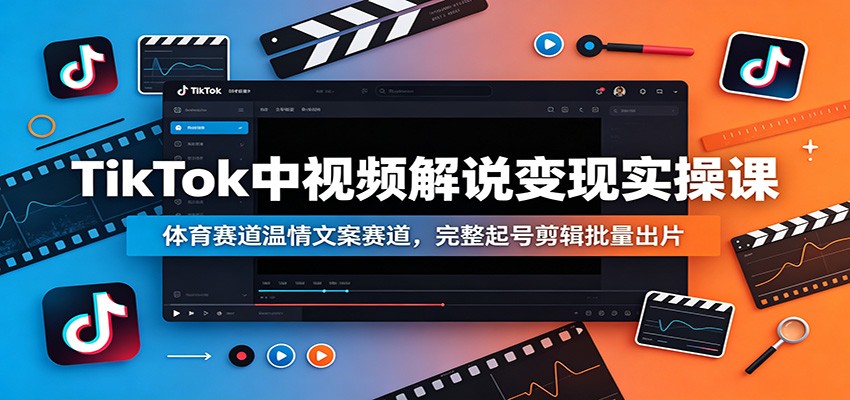 TikTok中视频解说变现实操课：体育赛道温情文案赛道，完整起号剪辑批量出片-智点网