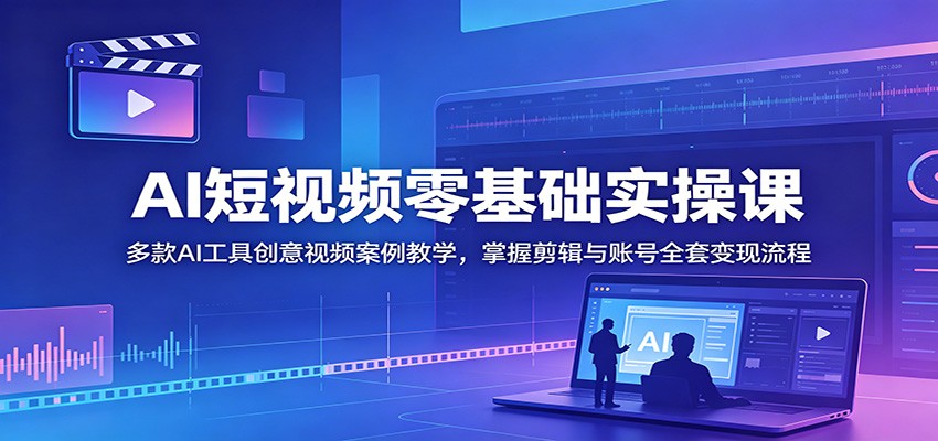 AI短视频零基础实操课：多款AI工具创意视频案例教学，掌握剪辑与账号全套变现流程-智点网