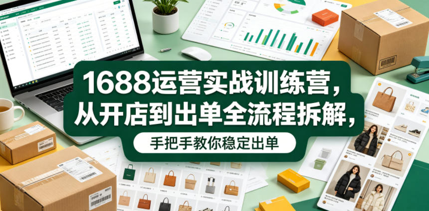 1688运营实战训练营，从开店到出单全流程拆解，手把手教你稳定出单(更新0620)-智点网