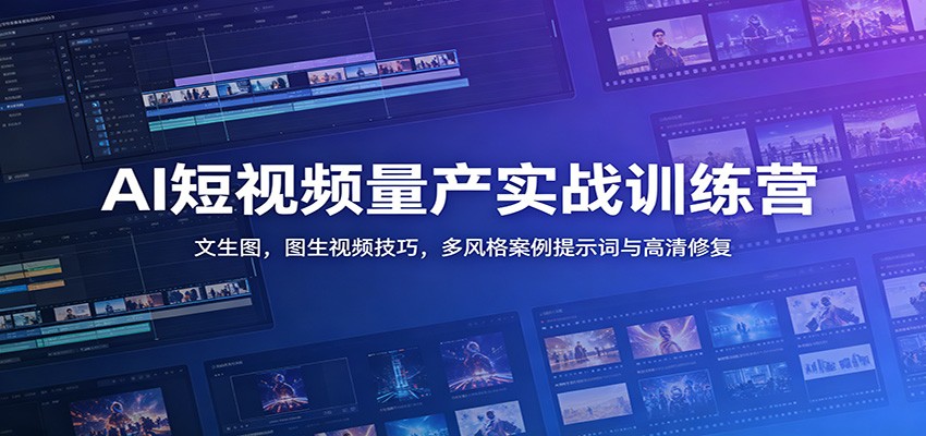 AI短视频量产实战训练营：文生图，图生视频技巧，多风格案例提示词与高清修复-智点网