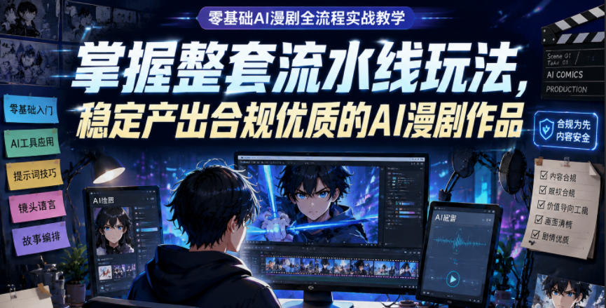 零基础AI漫剧全流程实战教学，掌握整套流水线玩法，稳定产出合规优质的AI漫剧作品-智点网