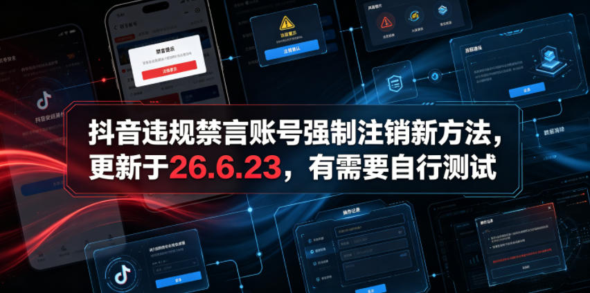 抖音违规禁言账号强制注销新方法，更新于26.6.23，有需要自行测试-智点网