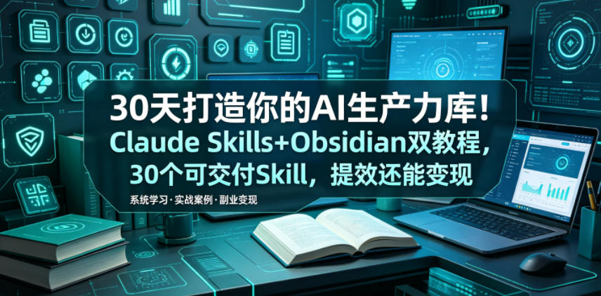 30天打造你的AI生产力库！Claude Skills+Obsidian 双教程，30 个可交付 Skill，提效还能变现-智点网
