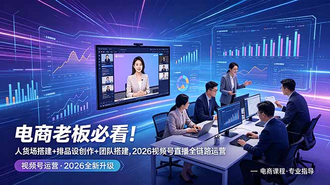 电商老板必看！人货场搭建+排品设计+素材创作+团队搭建，2026视频号直播全链路运营-智点网