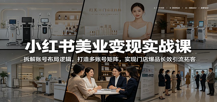 小红书美业变现实战课：拆解账号布局逻辑，打造多账号矩阵，实现门店爆品长效引流拓客-智点网