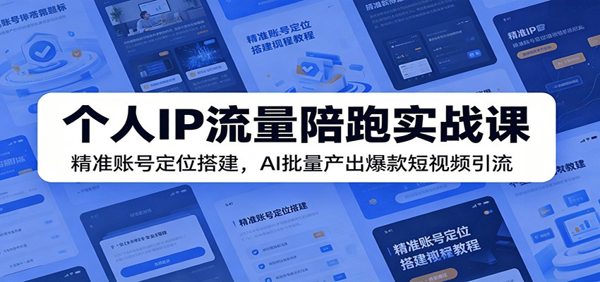 个人IP流量陪跑实战课：精准账号定位搭建，AI批量产出爆款短视频引流-智点网