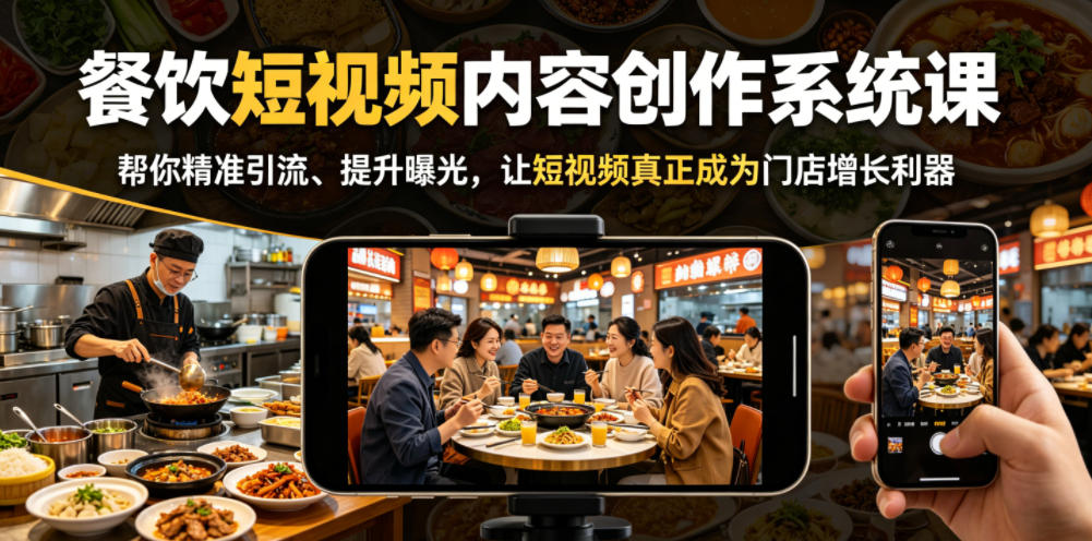 餐饮短视频内容创作系统课，帮你精准引流、提升曝光，让短视频真正成为门店增长利器-智点网