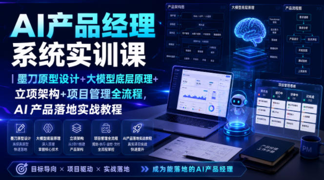 AI产品经理系统实训课｜墨刀原型设计+大模型底层原理+立项架构+项目管理全流程，AI产品落地实战教程-智点网
