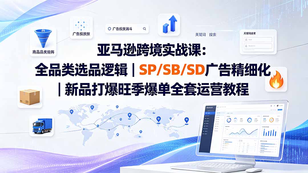 亚马逊跨境实战课-更新：全品类选品逻辑｜SP/SB/SD广告精细化｜新品打爆旺季爆单全套运营教程-智点网