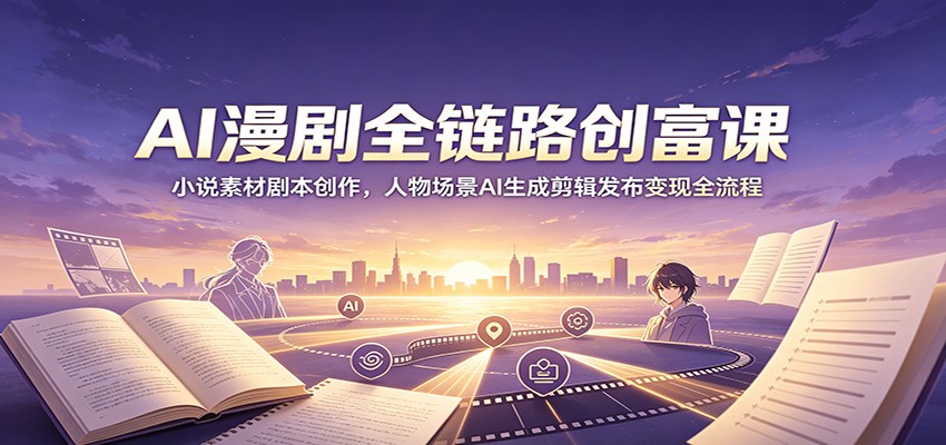 AI漫剧全链路创富课：小说素材剧本创作，人物场景AI生成剪辑发布变现全流程-智点网