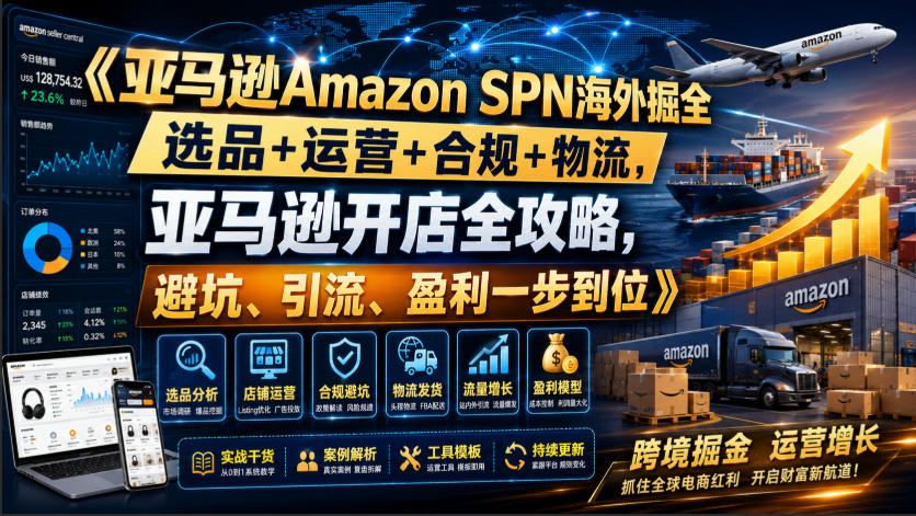 亚马逊Amazon SPN海外掘全，选品+运营+合规+物流，亚马逊开店全攻略，避坑、引流、盈利一步到位-智点网