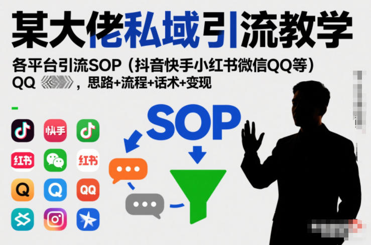 某大佬私域引流教学，各平台引流SOP(抖音快手小红书微信QQ等)，思路+流程+话术+变现(更新0708)-智点网