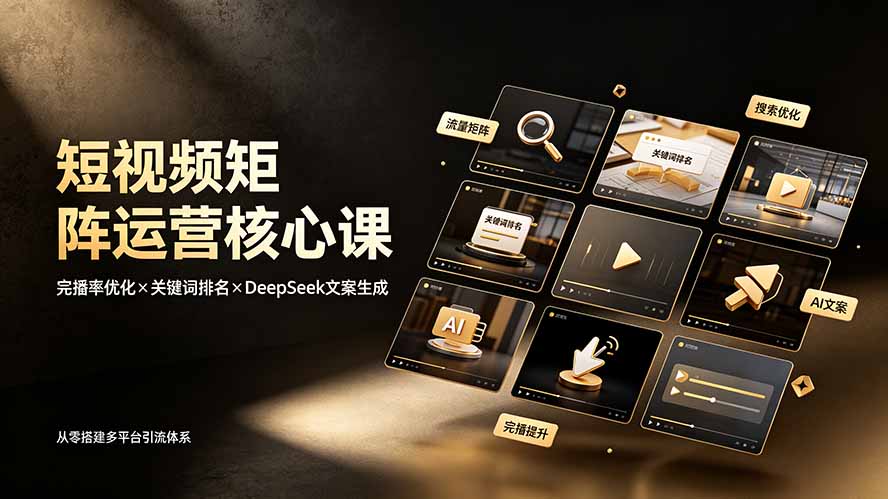 短视频矩阵运营核心课：完播率优化×关键词排名×DeepSeek文案生成，从零搭建多平台引流体系-智点网