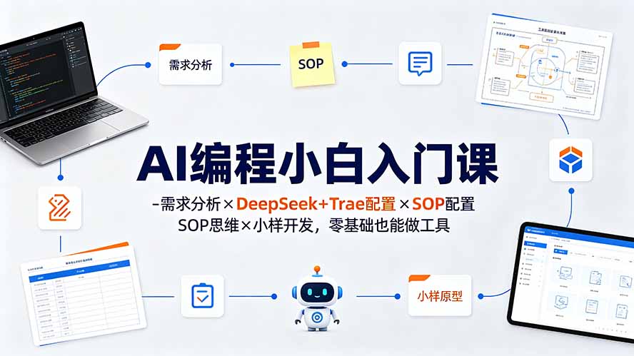 AI编程小白入门课-需求分析×DeepSeek+Trae配置×SOP思维×小样开发，零基础也能做工具-智点网