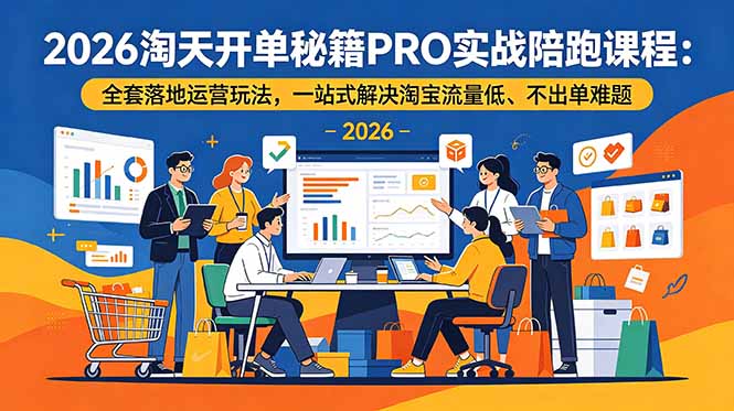 2026淘天开单秘籍PRO实战陪跑课程-更新：全套落地运营玩法，一站式解决淘宝流量低、不出单难题-智点网