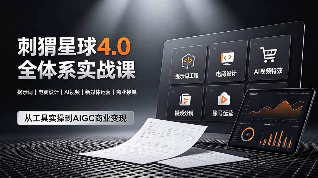 刺猬星球4.0全体系实战课，覆盖提示词工程、电商设计、AI视频特效与新媒体运营，一站式掌握AIGC商业核心技能-智点网