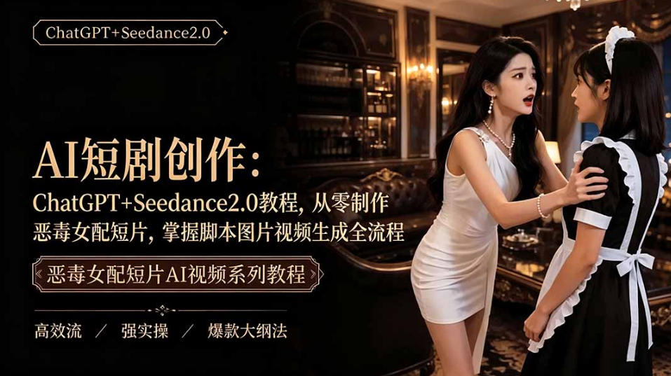AI短剧从零创作实战课｜ChatGPT脚本撰写+Seedance2.0视频生成，恶毒女配短剧全流程教程-智点网