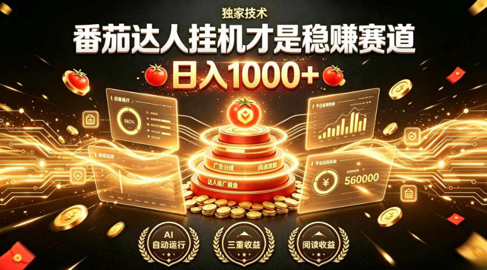 别再瞎找副业！番茄达人挂G才是稳賺赛道，日入1000+，全程傻瓜式操作，可矩阵放大【揭秘】-智点网