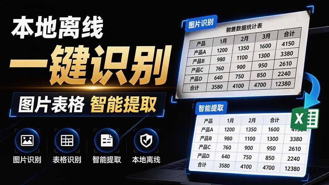 （19609期）体积仅70MB，图片一键智能提取表格工具来了！完全免费且离线使用，FastOCR智能表格识别软件V1.0-智点网