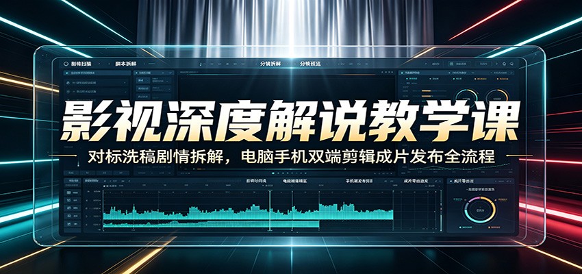 影视深度解说教学课：对标洗稿剧情拆解，电脑手机双端剪辑成片发布全流程-智点网