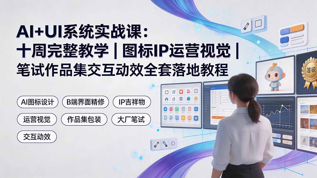 AI+UI系统实战课：十周完整教学｜图标IP运营视觉｜笔试作品集交互动效全套落地教程-智点网