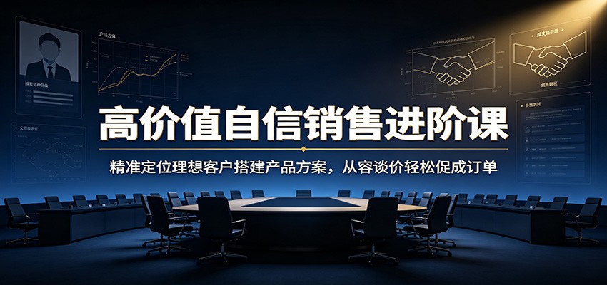 高价值自信销售进阶课：精准定位理想客户搭建产品方案，从容谈价轻松促成订单-智点网