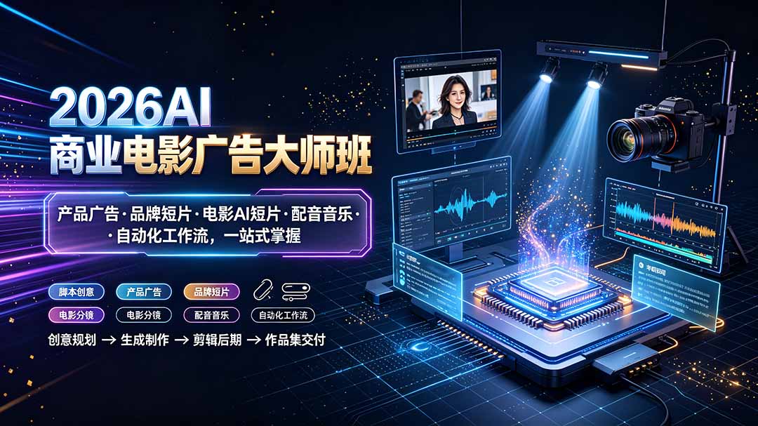 2026AI商业电影广告大师班：产品广告·品牌短片·电影AI短片·配音音乐·自动化工作流，一站式掌握-智点网