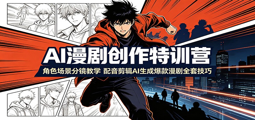 AI漫剧创作特训营：角色场景分镜教学，配音剪辑AI生成爆款漫剧全套技巧-智点网