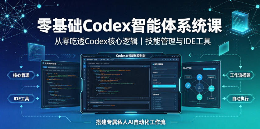 零基础Codex智能体系统课｜从零吃透Codex核心逻辑、技能管理与IDE工具，搭建专属私人AI自动化工作流-智点网