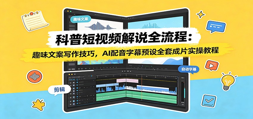 科普短视频解说全流程：趣味文案写作技巧，AI配音字幕预设全套成片实操教程-智点网