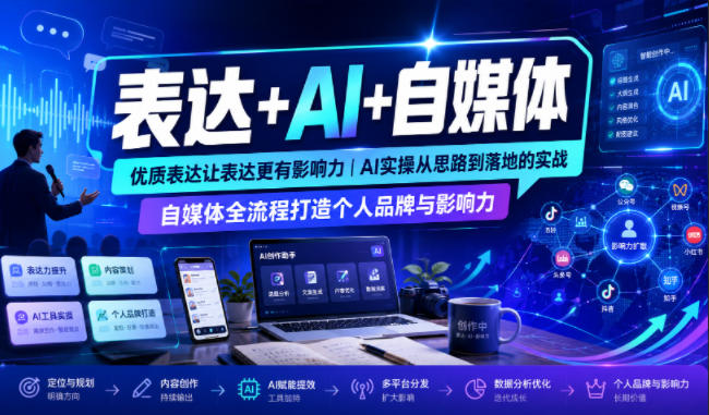 表达+AI+自媒体，优质表达让表达更有影响力|AI实操从思路到落地的实战|自媒体全流程打造个人品牌与影响力-智点网