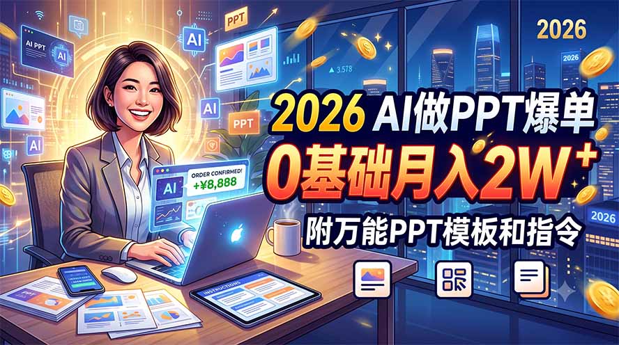 2026 AI做PPT爆单，0基础月入2W，附万能PPT模板和指令-智点网