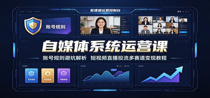 自媒体系统运营课：账号规则避坑解析，短视频直播投流多赛道变现教程-智点网