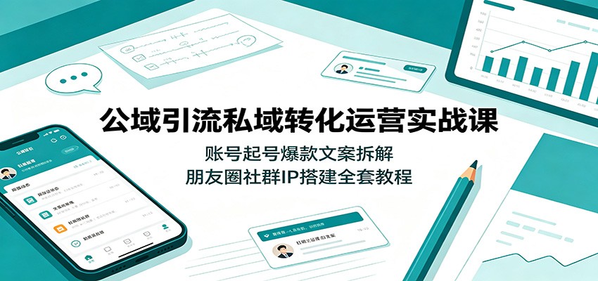 公域引流私域转化运营实战课：账号起号爆款文案拆解，朋友圈社群IP搭建全套教程-智点网