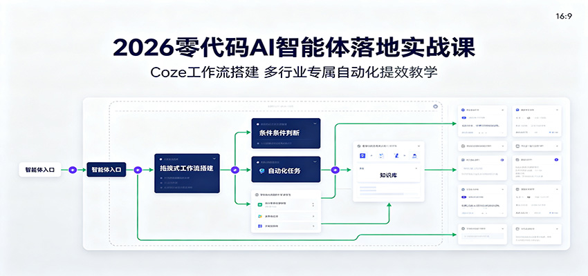 2026零代码AI智能体落地实战课：Coze工作流搭建，多行业专属自动化提效教学-智点网