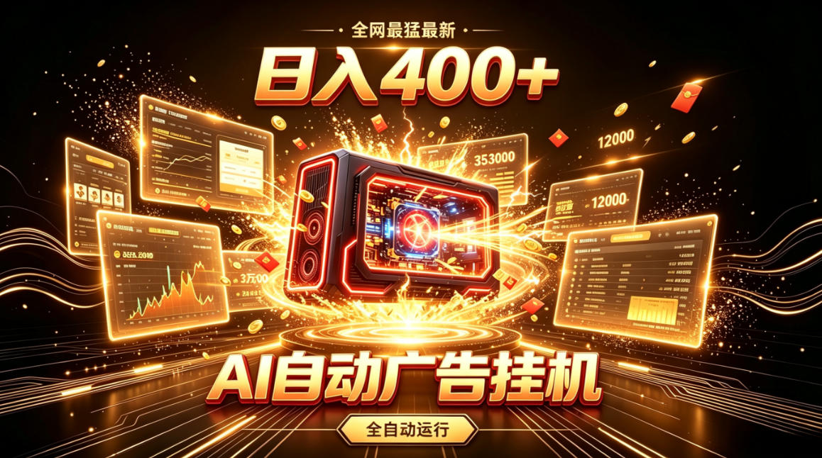 全网最猛最新的AI自动广告挂G，狠收益日入400+，真正做到躺賺式变现【揭秘】-智点网