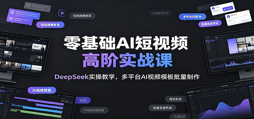 零基础AI短视频高阶实战课：DeepSeek实操教学，多平台AI视频模板批量制作-智点网