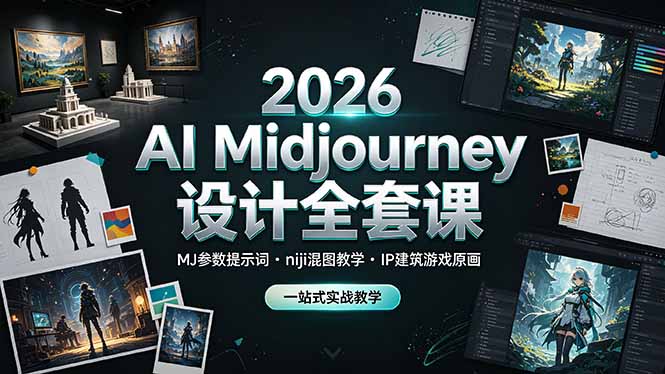 2026 AI Midjourney设计全套课，MJ参数提示词niji混图教学，IP建筑游戏原画一站式实战教学-智点网