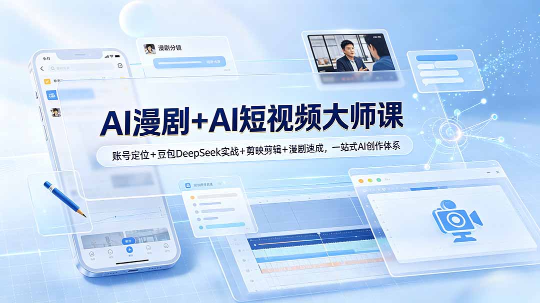 AI漫剧+AI短视频大师课：账号定位+豆包DeepSeek实战+剪映剪辑+漫剧速成，一站式AI创作体系-智点网