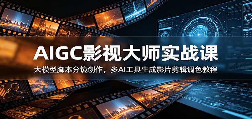 AIGC影视大师实战课：大模型脚本分镜创作，多AI工具生成影片剪辑调色教程-智点网