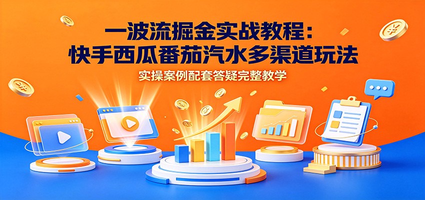 一波流掘金实战教程：快手西瓜番茄汽水多渠道玩法，实操案例配套答疑完整教学-智点网
