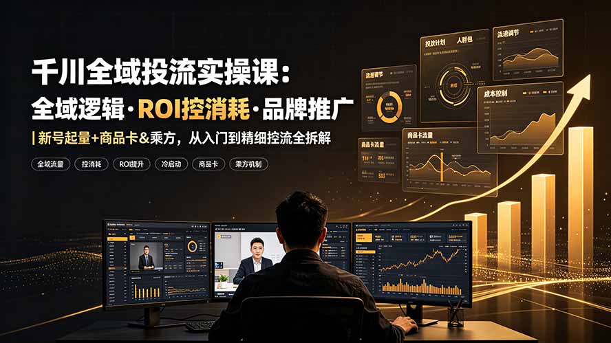 千川全域投流实操课：全域逻辑·ROI控消耗·品牌推广｜新号起量+商品卡&乘方，从入门到精细控流全拆解-智点网