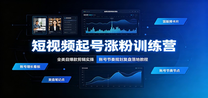 短视频起号涨粉训练营：全类目爆款剪辑实操，账号节奏规划复盘落地教程-智点网