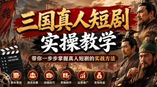 三国真人短剧实操教学，带你一步步掌握真人短剧的实战方法-智点网
