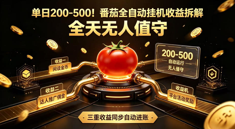 单日200-500！番茄全自动挂G收益拆解，全天无人值守，矩阵操作收益翻倍【揭秘】-智点网