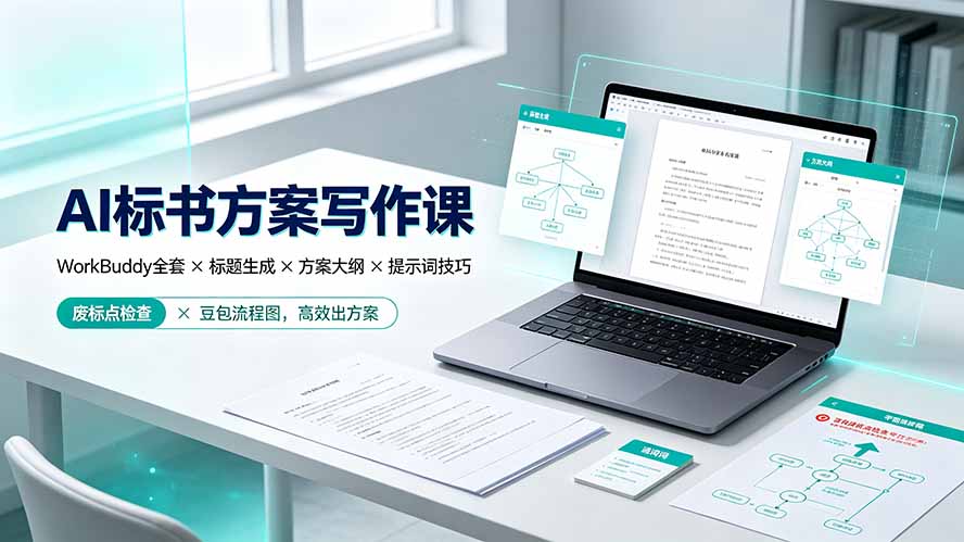 AI标书方案写作课：WorkBuddy全套×标题生成×方案大纲×提示词技巧×废标点检查×豆包流程图，高效出方案-智点网